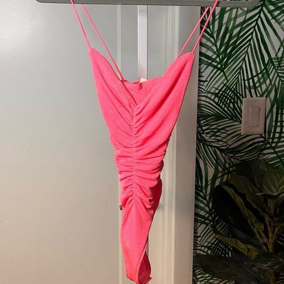 NWT SER.O.YA Ruched Hot Pink Bodysuit Size Medium MSRP $225 - Picture 9 of 11